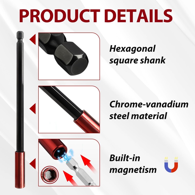 5pcs Magnetic Drill Bit Extension Holder Driver Bar Hand-Held Reach