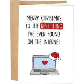 Naixiwen Funny Internet Dating Christmas Card for Him and Her, Cyber Love Holiday Card for Boyfriend and Girlfriend
