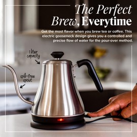 Electric Gooseneck Kettle - 0.8L, 120 Volt, Stainless Steel Electric Tea Kettle - Water Pot Heater/Warmer, Coffee & Tea