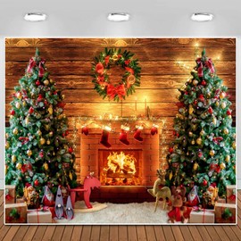 Christmas Photography Backdrop Fireplace Wood Xmas Party Background Home Decor Kids Adults Portrait Christmas Party Home Decorations Wallpaper Photo Studio Props10x8ft