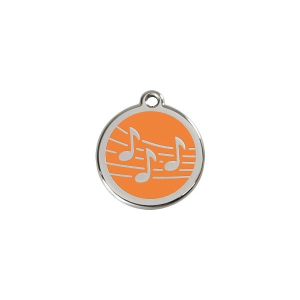 Red Dingo Custom Engraved Dog ID Tag - Musical Notes Large/Orange