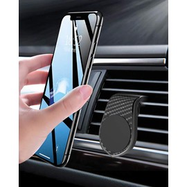 2GO Universal Smartphone Holder Carbon Look CarClip Magnetic Car Mount for Mounting in Air Vent