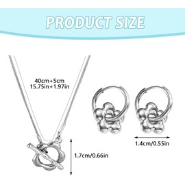 TTPSRY Jewellery Sets for Women Flower Earring and Necklace Set Hypoallergenic Individuality Jewellery Ideal for Everyday and Party Wear(Silver)
