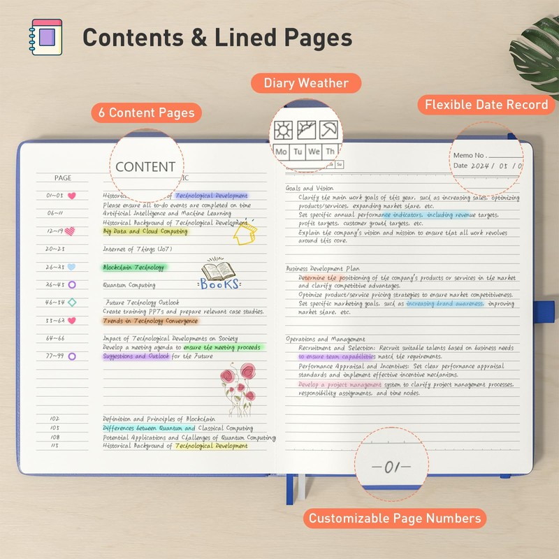 Smarpau Thick A5 Lined Notebook, 320 Pages Ruled Notebook Thick