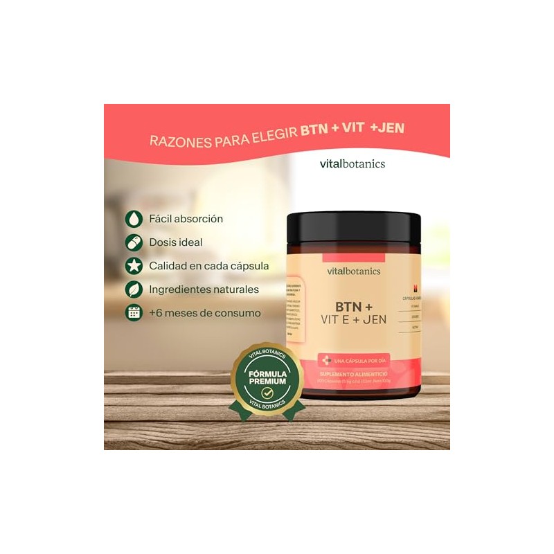 Vital Botanics Biotina + Vitamina E con Jengibre