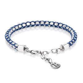 COBI 316L Stainless Steel Italian Bead Ball Chain Bracelets for Men, Strand Chains with Blue Rope, Mens Jewelry for Everyday Wearing, Waterproof Bracelets, 9 Inch, Ideal Gift Choice for Your Love