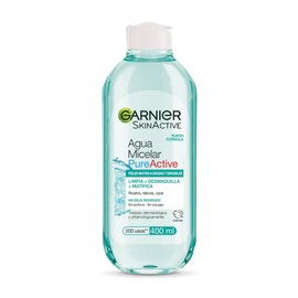 Garnier Skin Active Agua micelar desmaquillante Pure Active para piel mixta y grasa, 400ml. Desmaquilla, limpia y matifica                            