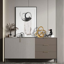 Estatua de cerámica moderna dorada, decoración abstracta para hogar y mesa de sala de estar, recámara, baño, oficina, estante, repisa, boda, mesa de centro