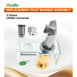 Pilot Burner Assembly Replacement for Robertshaw 36" Leads Compatible with HPC-102-36 Model, Includes Pilot Burner, Holder, Thermocouple & Gasket - Two-Flame Pilot Burner NG/LP Gas (1830-003 Replaces)