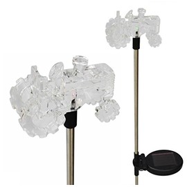 Ntertainment House Clear Acrylic Tractor Solar Yard Stick Color Change Lights