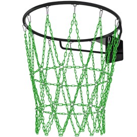 KingDolly Metal Chain Basketball Net - 18" Universal Fit, Rust-Proof Coated Steel Chains with Snap Clips, Instant Setup for Outdoor Courts & Streetball | Loud Clink Sound, All-Weather Durability