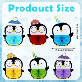 9 Pieces Penguin Honeycomb Centerpieces Penguin Birthday Decorations Party Table Centerpieces Honeycomb Table Topper for Winter Theme Baby Shower Birthday Party Supplies Arctic Polar Animal Decoration