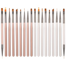 AOZUO 18pcs Nailart Pinsel Set, Nailart Design Pinsel Nagelgel Lack Malpinsel Zeichenstift Nagelliner Punktierpinsel für Heimwerker Maniküre Salon Zuhause Nail Pinsel Set