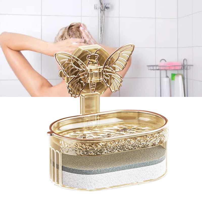 CHEOTIME Soap Dish Soap Holder for Shower Vacuum Suction Double