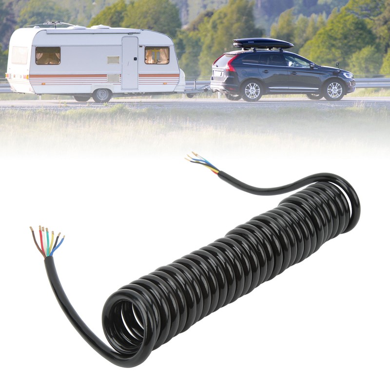 Trailer Extension Coiled Cable 12.8ft 20AWG 7 Core Polyurethane Copper