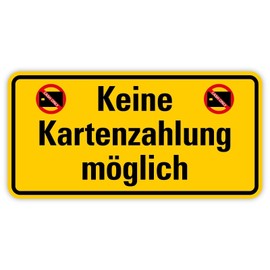 Sticker "No Card Payment Possible" Cash Note Customers Shopping Shop Restaurant Market Foil Label Sticker | Yellow | Choice of Size 20 x 10 cm