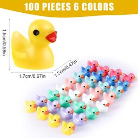 LUTER 100pcs Mini Resin Ducks for Crafts, Tiny Ducks Miniature Figures for Aquarium Garden Landscape Dollhouse Ornament Potted Decorations DIY (Multicolored)