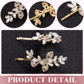 OIIKI 4 Pieces Rhinestone Hair Clips, Crystal Bridal Hair Pins, Wedding Leaf Hair Clip, Jewelry Barrette for Wedding, Engagement, Prom - 2 Styles - Gold Color