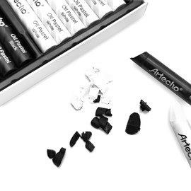 Artecho Oil Pastels Set of 12 PCS, 6 White and 6 Black, Crayons for Art Painting, Drawing, Blending (10 x 70 mm)