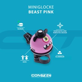 CONTEC Bike Bell Beast Pink Bike Bell 22.2mm Diameter Universal Bracket Adjustable Loud for Kids Girls Boys Aluminum