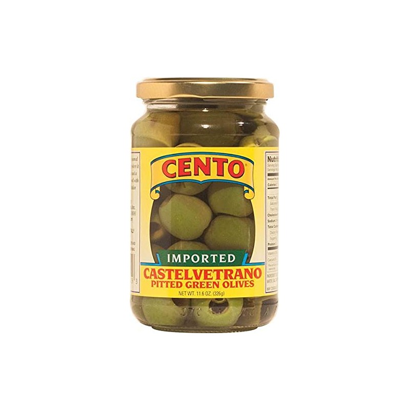 Cento Castelvetrano Pitted Green Olives 11.6 oz Jars - Pack