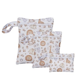 HappyFlute 3 Set Wet Bag Storage Bag Zipper Waterproof Washable Travel Bags, Beach, Pool, Gym Bag for Cloth Diaper, Swimsuits & Wet Clothes (EF545)