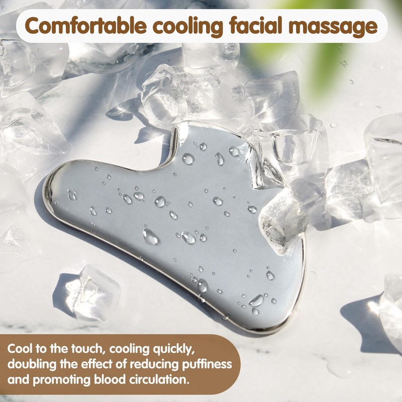 Flagest Gua Sha Stainless Steel, Gua Sha Stone Face Massage