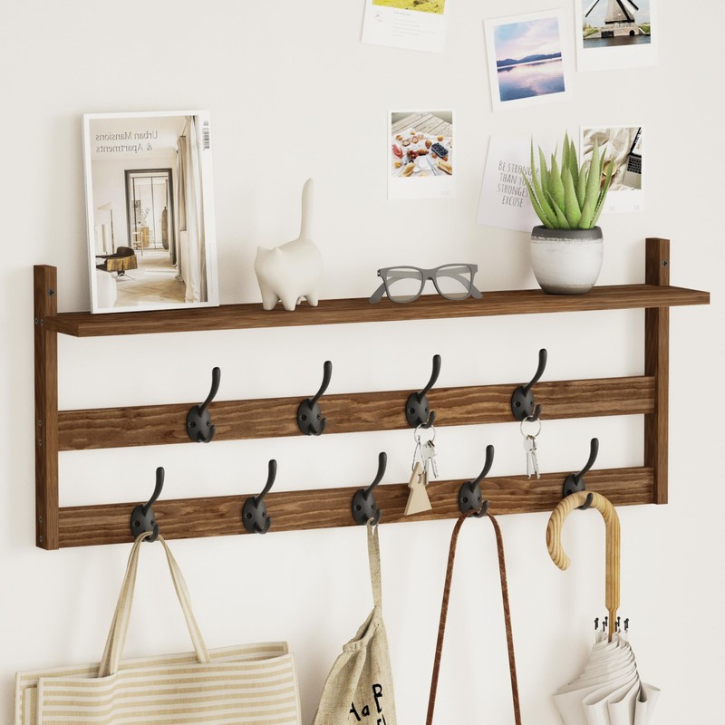 AMBIRD Wall Hooks with Shelf 28.9inch Entryway Wall Hanging Shelf,