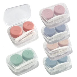 Howinn Contact Lens Case Colorful Contact Lens Container Holder, Clear Contact Case Outdoor Portable Mini Contact Lens Soak Storage Kit for Travel & Home