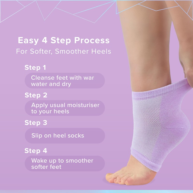 Glowxie Moisturising Gel Heel Socks for Cracked Heels - 2x