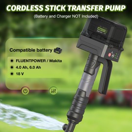 FLUENTPOWER Cordless Stick Water Transfer Pump, Compatible with Makita18V Battery, 3 Flow Rate Setting, Brushless Submersible Pump Portable Sump Utility Pump for Pool Garden Pond(Tool Only)