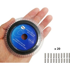 Fishing line Wire Leader Vinyl Coated Stainless Steel Trace Lures Leader Wire 10 Meter 5LB-150LB,with 20pcs Crimps Sleeves,Black & Silver Select (Black, 80LB)