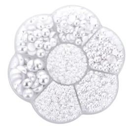 Molain 5600 Pieces Semicircular Beads White Flat Back Beads for Crafts Necklaces Bracelets Jewellery Decorations Wedding Dresses Crafts 2/3/4/5/6/8/10mm Satin Shiny Loose Beads Gemstones