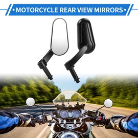 REPAIROCK 1 Set Motorcycle Rear View Mirrors Bar End Side Mirrors Mount Universal Adjustable Aluminum Black M8 Oval Shape