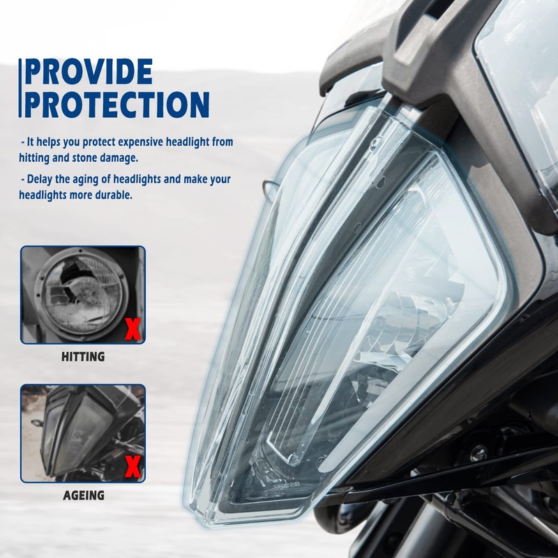 Lorababer Motorcycle Front Headlight Protector Head Light Lens Shield Guard