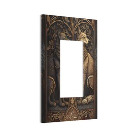 Medieval Of Two Wolves Single Rocker Light Switch Covers 1 Gang Outlet Cover Wall Plate Decorative GFCI Switchplate Faceplate for Bedroom Bathroom Kitchen Decor