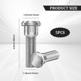 Tecledsn 5PCS M12x1.5 Car Wheel Studs, Wheel Bolts, 90942-02049 90942-02037 Steel Tire Studs, Car Accessories Lug Bolts Secure Wheel Hubs Compatible with Toyota Prizm Nova ES300 IS250 (5PCS)