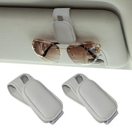 Yuoyar 2 Packs Magnetic Sunglass Holder for Car Visor - Universal Sunglasses Clip for Different Size Eyeglasses - Convenient Interior Car Accessories (Grey)