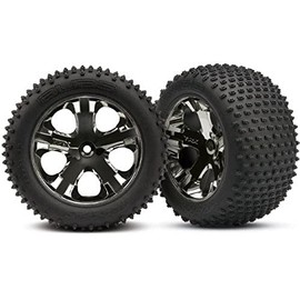 Traxxas 3770A Alias 2.8" Pin Tires Assembled on All-Star Black-Chrome Wheels