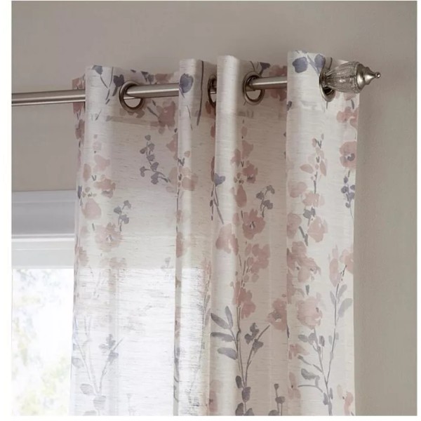 Allen + Roth 84-in Candian Blush Floral Semi-sheer Grommet Single