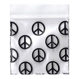 1000-1.5" x 1.5" 1515 Peace Zipper Lock Baggies Craft Resealable Plastic Baggy 2 Mil Zipper Poly Bags