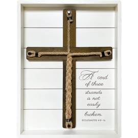 siyoriot Wall Cross, Wedding Ceremony Sign Cord of Three Strands, Christian Marriage Gift, Christian Gift Rustic Home Decor