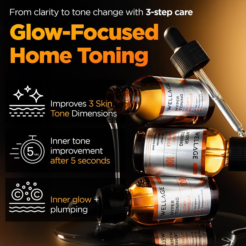 WELLAGE Hyper Toning Glowy Ampoule for face, korean skin care,
