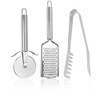 com-four® 3-Piece Pizza and Pasta Set, Stainless Steel, Serving Tongs,