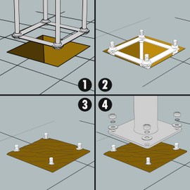 Amgo Reinforced Base Frame Set for Shade Sail Pole, Heavy-Duty 15" Rebar - Easy Installation for Patio, Backyard, Outdoor, Soil, Concrete - Life Time Warranty