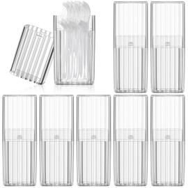 Dandat 8 Pcs Project Storage Case Portable Creative Storage Box Dental Toothpick Holder Floss Travel Case Transparent Flosser Dispenser Container for Teeth Cleaning Cotton Swab(White)