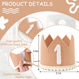 Corona de primer cumpleaños – Sombrero de fiesta y decoración para bebé, café/rosa para niñas y niños