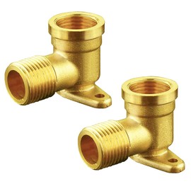 Joywayus Brass 1/2" Female x 1/2" Male 90 Degree Elbow Can Fixed Water Pipe Connector Plumbing with Base Plate
