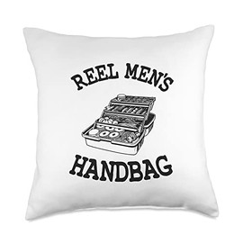 Reel Men's Handbag Dad Fisherman Tackle Box Bass Fishing Throw Pillow