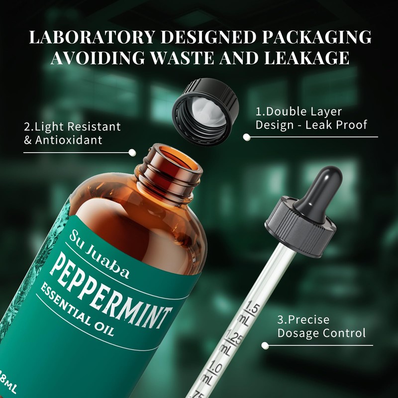 SU JUABA Peppermint Oil 4 Fl Oz, 100% Pure &